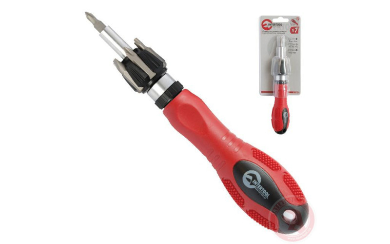 Отвертка реверсивная с комплектом насадок 7 ед. INTERTOOL HT-0408