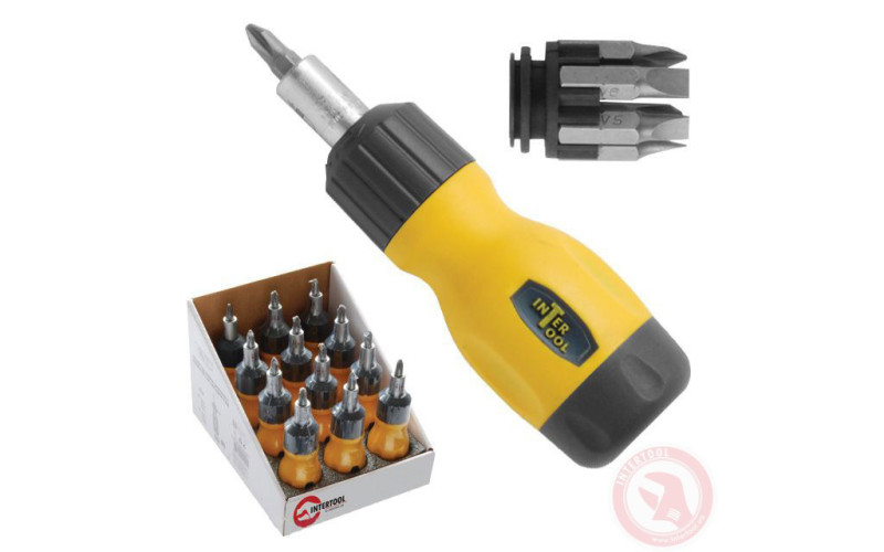 Отвертка реверсивная с комплектом насадок 6 ед. INTERTOOL VT-1009