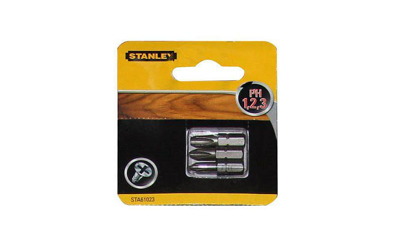 Биты Stanley Ph1, Ph2, Ph3, 25мм, 3шт