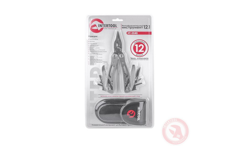 Мультиинструмент 12 в 1 с чехлом INTERTOOL HT-0540