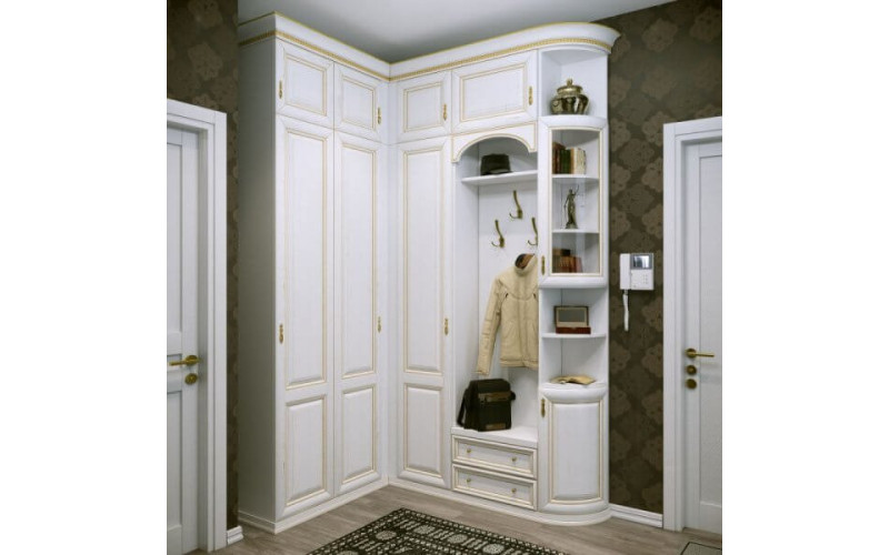 Кутовий передпокій "Classic" з фасадами з натурального дерева.